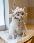 Fleece Hat for SphynxCat DevonRex White