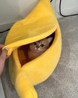 Banana-Shaped Semi-Enclosed Pet Bed