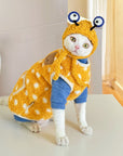 Sphynx Cat Fleece Onesie – Yellow Polka Dot Bodysuit