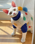 Sphynx Cat Fleece Coat – Tri Pom-Pom Winter Jacket (Devon Rex)