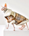Sphynx Cat Winter Coat – Lamb Fleece with Check Collar