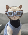 Cat Diving Mask Hat Handmade Ear-Out Design for Cats