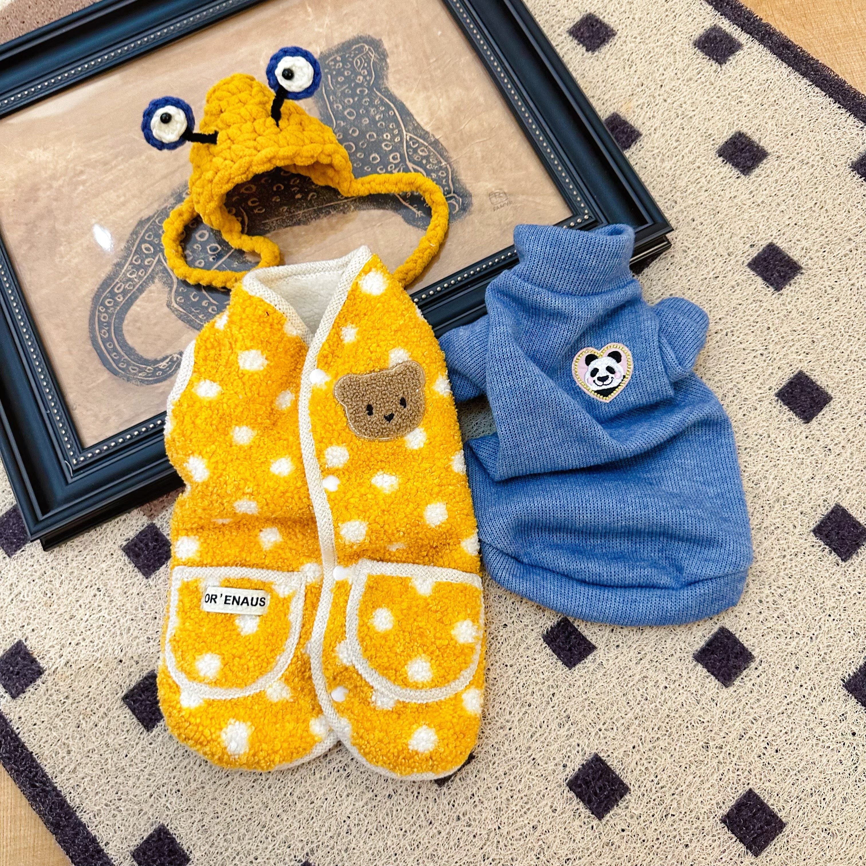 Yellow Polka Dots Fleece Onesies SphynxCat DevonRex Clothes