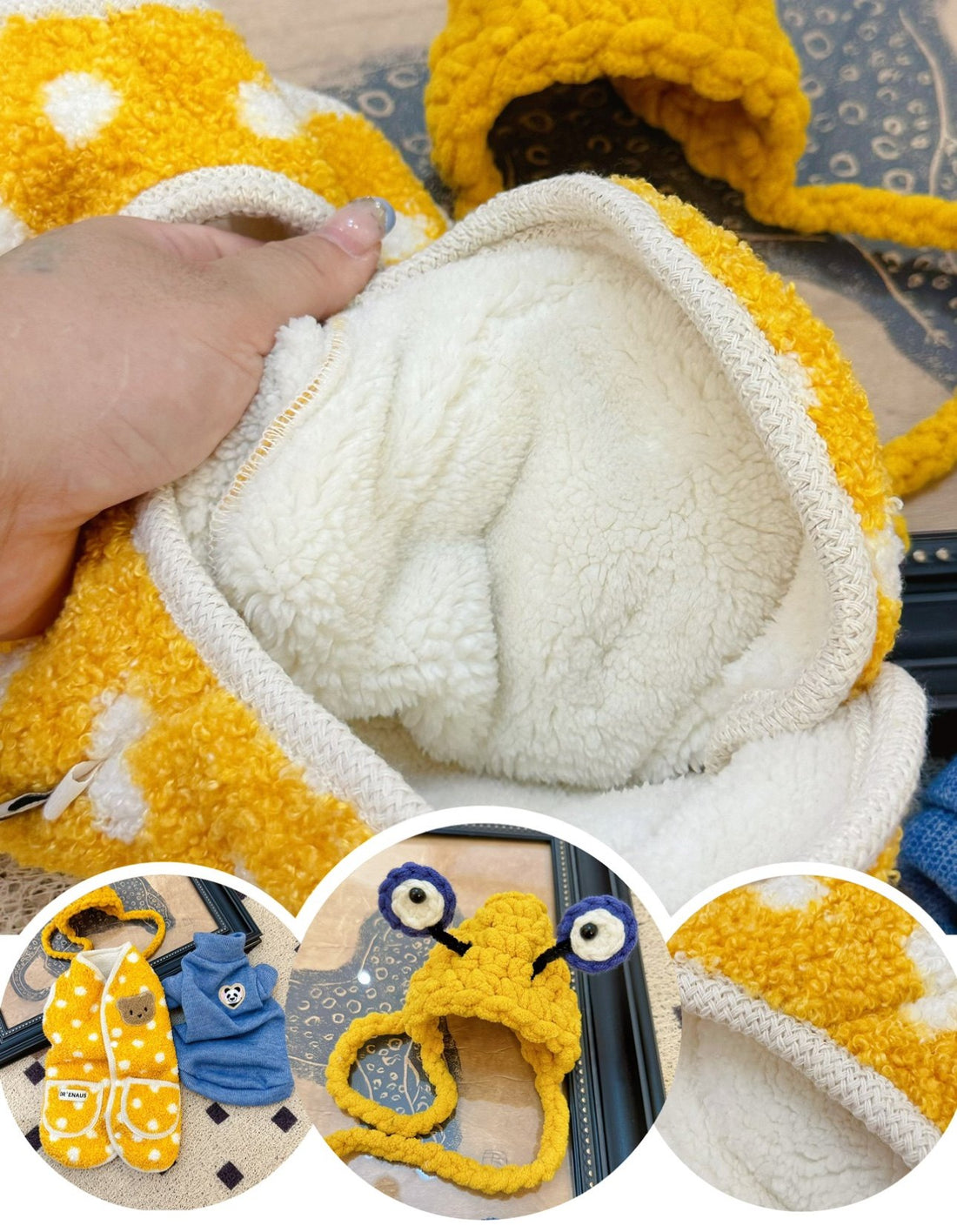 Yellow Polka Dots Fleece Onesies SphynxCat DevonRex Clothes