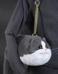 British Shorthair Black White Cat Bag Plush Shoulder Bag for Daily Use