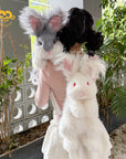 Angora Rabbit Backpack Plush Bunny Bag for Daily Use