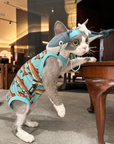 Shark Hat and Salmon Camisole for Sphynx Cat Cute Outfit