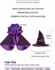 Purple satin wizard hat and cape set, construction detail