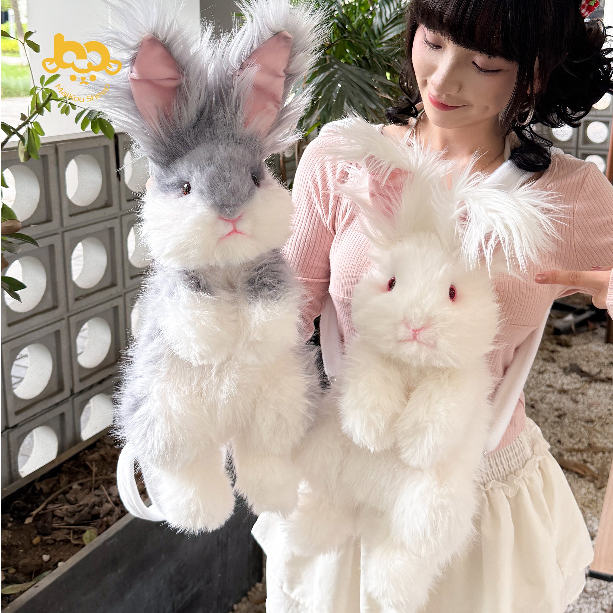Angora Rabbit Backpack Plush Bunny Bag for Daily Use