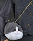 British Shorthair Black White Cat Bag Plush Shoulder Bag for Daily Use