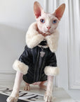 Sphynx Cat Biker Jacket – Faux Fur Lined Winter Coat for Hairless Cats