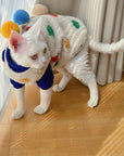 Sphynx Cat Fleece Coat – Tri Pom-Pom Winter Jacket (Devon Rex)