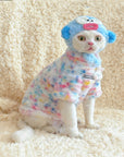 Sphynx Cat Fleece Onesie – Rainbow Bunny Bodysuit