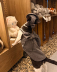 Grey British Bow Dress & Crystal Hat Set for Devon Rex & Sphynx Cats