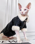 Sphynx Cat Biker Jacket – Faux Fur Lined Winter Coat for Hairless Cats