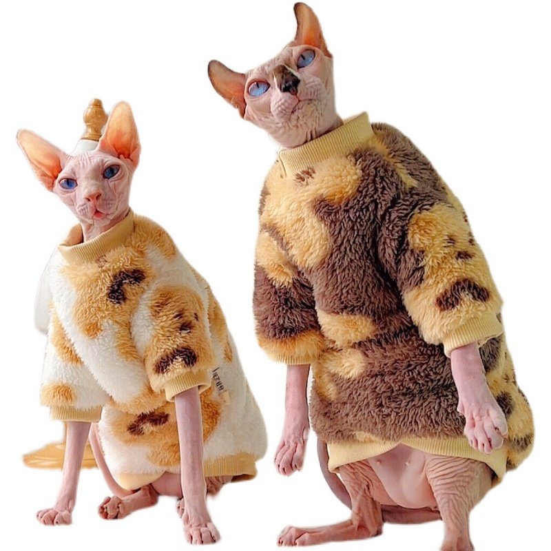 Plush Double-Sided Fleece Little Bear Shirts Sphynx Cat Clothes