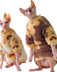 Sphynx Cat Fleece Set – Plush Bear Coat & Turtleneck (2-Piece)