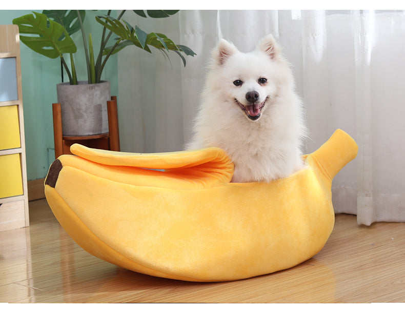 Banana-Shaped Semi-Enclosed Pet Bed