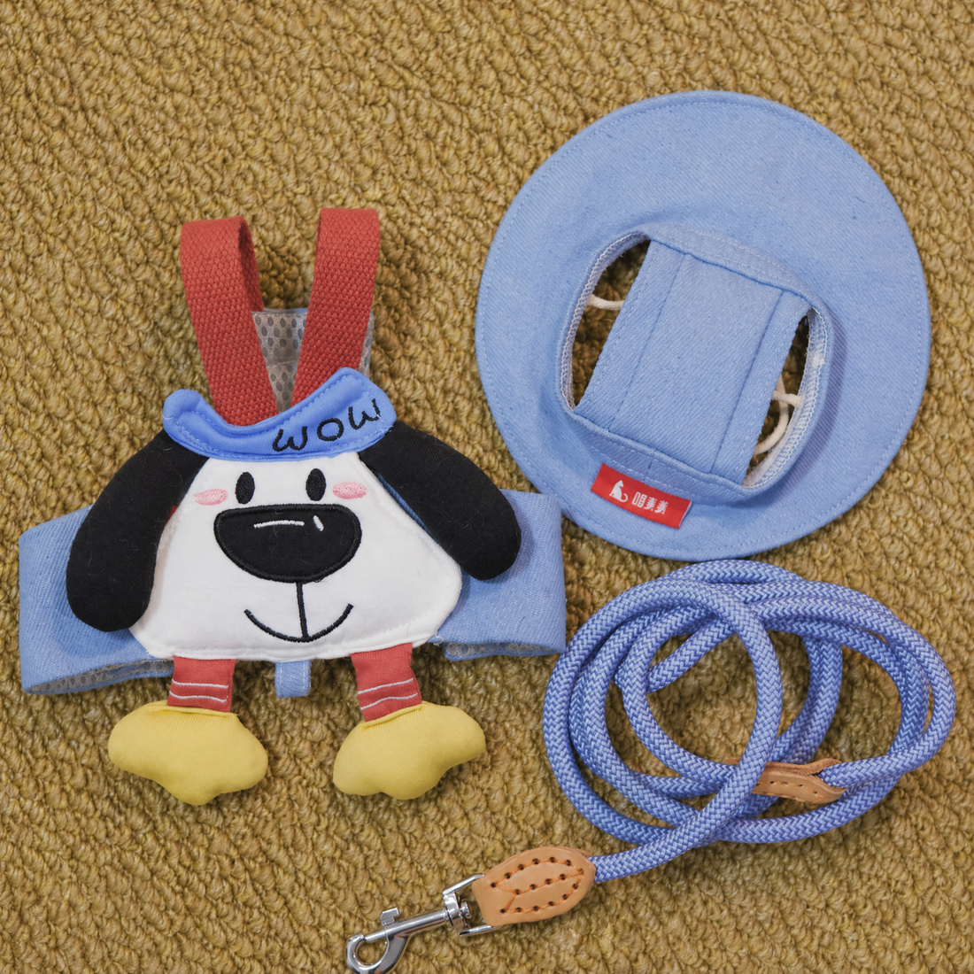 Cartoon Outdoor Cat Harness & Leash + Hat Set