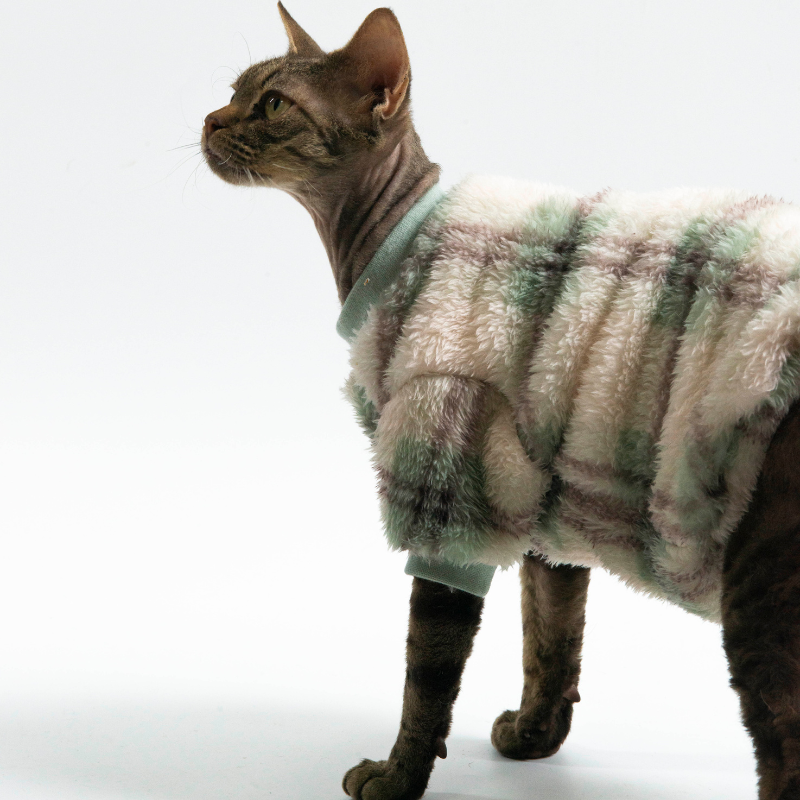 猫用チェック柄リバーシブルソフトフリースベスト