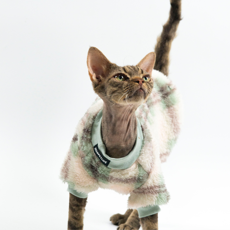 猫用チェック柄リバーシブルソフトフリースベスト