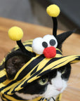 Sphynx Cat Outfit Set – Bee Striped Cotton Shirt & Hat