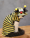 Sphynx Cat Outfit Set – Bee Striped Cotton Shirt & Hat
