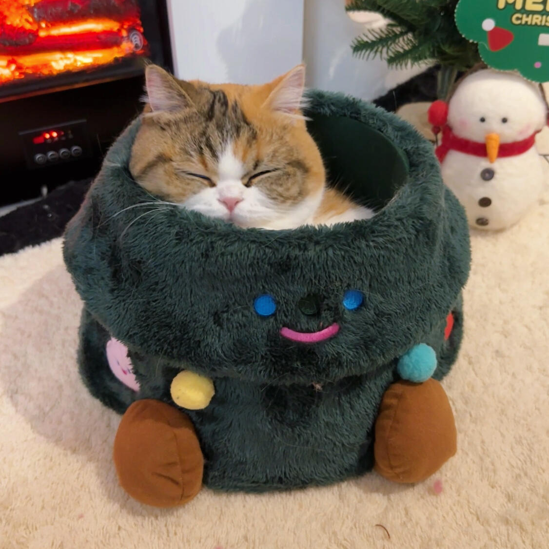 Christmas Tree Plush Cat Den