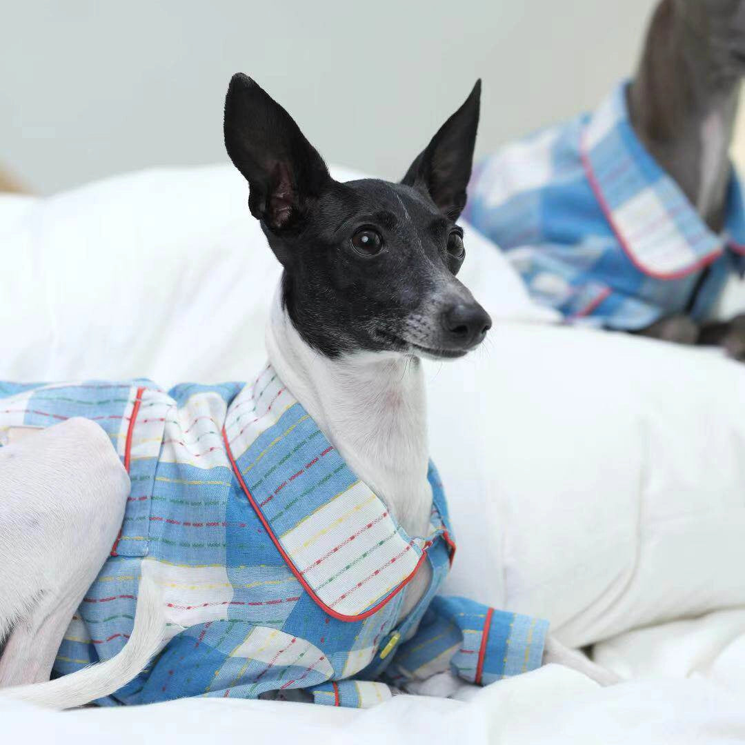 Cotton-Linen Plaid Pajamas for Greyhounds & Whippets