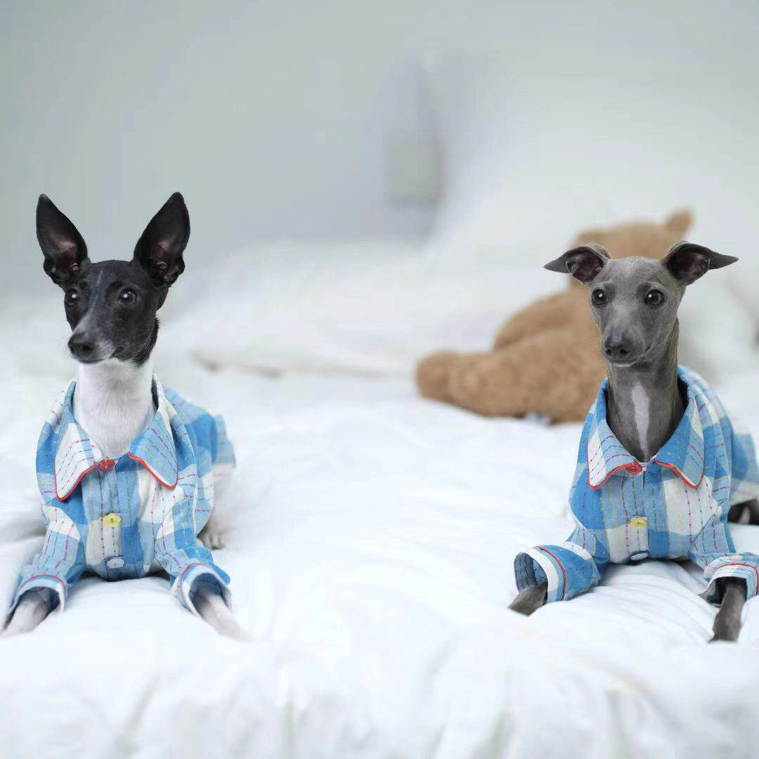 Cotton-Linen Plaid Pajamas for Greyhounds & Whippets