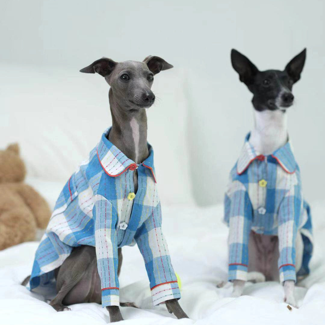 Cotton-Linen Plaid Pajamas for Greyhounds & Whippets