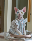 Cotton Dress- Striped & Lace Design