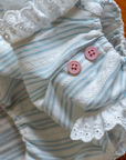 Cotton Dress- Striped & Lace Design