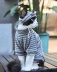 Sphynx Cat Turtleneck – Striped Cotton Base Layer (3 Colors)