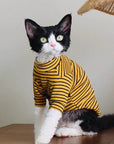 Sphynx Cat Turtleneck – Striped Cotton Base Layer (3 Colors)