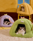 Cozy Plush Monster Cat Bed