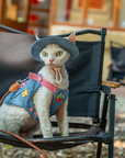 Cat Harness Backpack Set – Strawberry Denim (Harness, Leash & Hat)