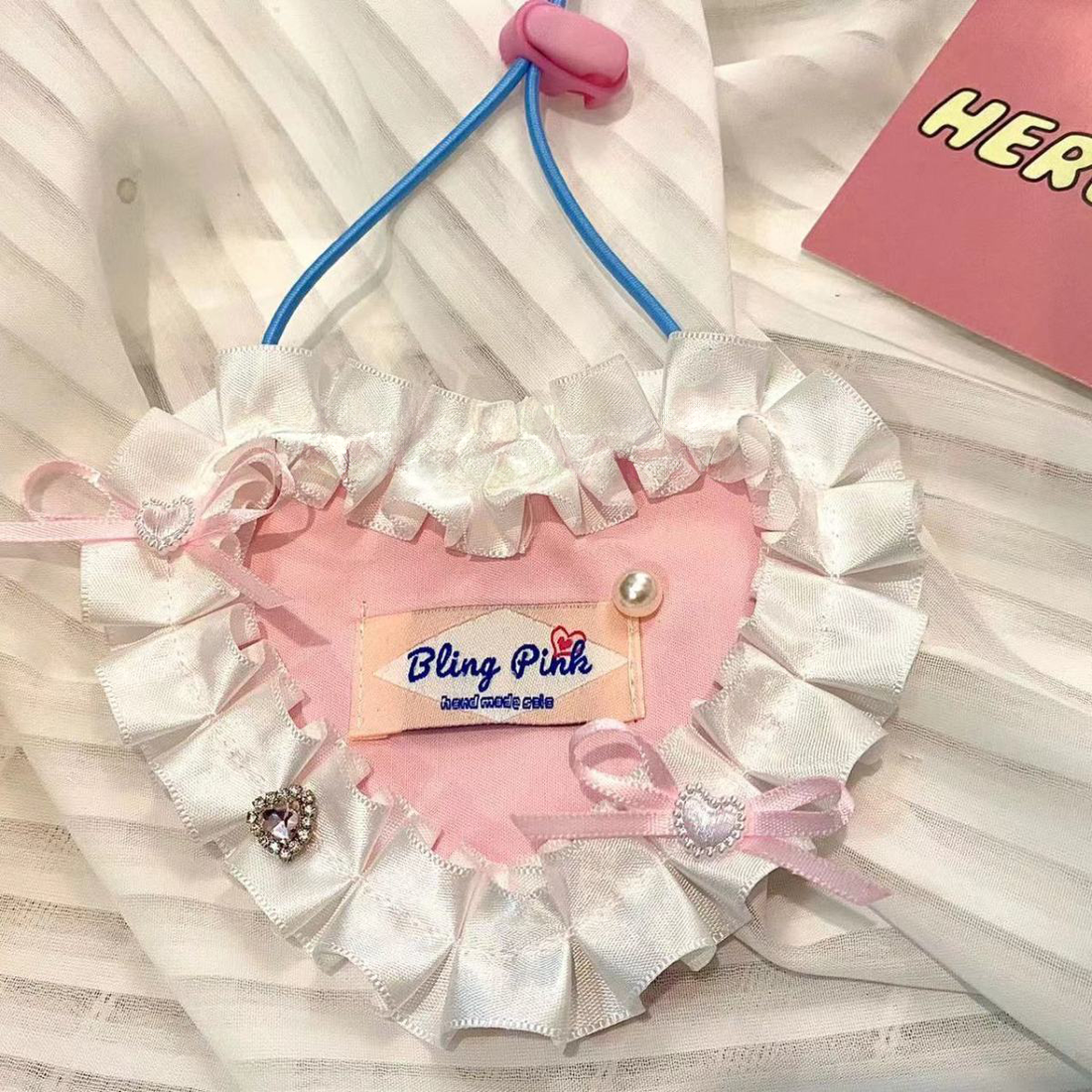 Dopamine Barbie Pet Bib Pink & White with Pearls