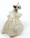 White Lace Cat Dress – Embroidered Occasion Gown for Sphynx
