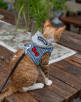 Cat Hoodie Harness & Leash Set – Check Pattern with Hat