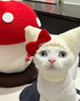 White with Red Bow Custom Knit Hat