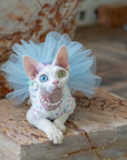Layered Tulle Cake Dress with Wrinkle-Resistant Mesh Blue