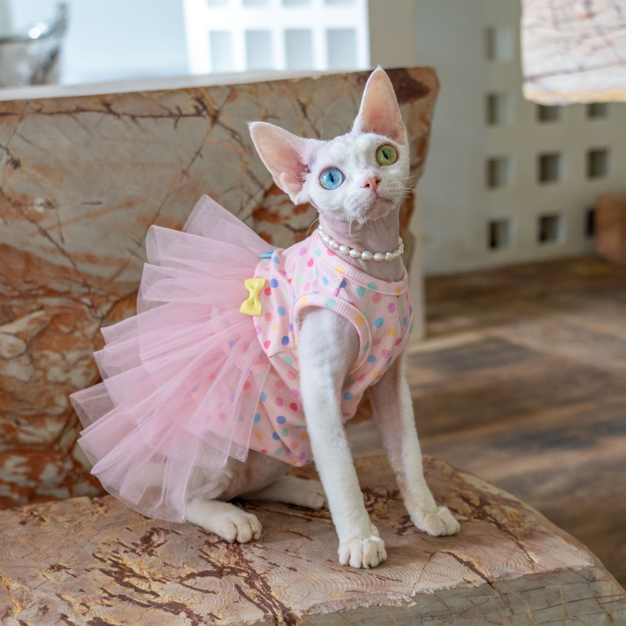 Layered Tulle Cake Dress with Wrinkle-Resistant Mesh Pink