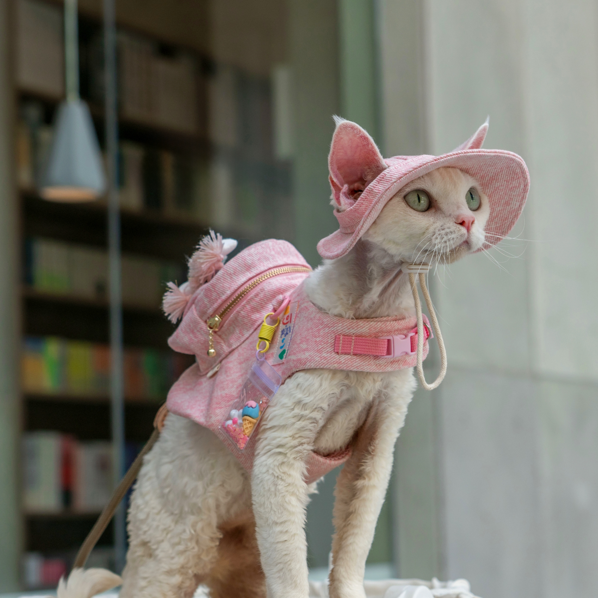 Pink Denim Backpack & Hat