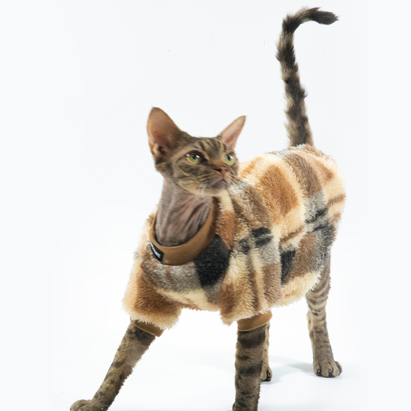 猫用チェック柄リバーシブルソフトフリースベスト