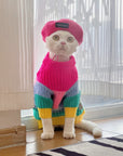 Sphynx Cat Rainbow Knit Sweater – Warm Pullover for Hairless Cats