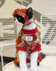 Red Plaid Set DevonRex Sphynx Cat Clothes