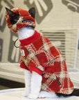 Red Plaid Set DevonRex Sphynx Cat Clothes