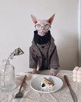 Sphynx Cat Tweed Suit – Three-Piece Formal Outfit