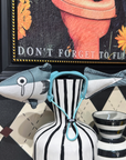 Shark Hat and Salmon Camisole for Sphynx Cat Cute Outfit